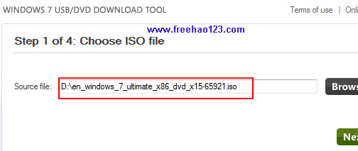Windows 7 USBDVD Download Tool选择ISO文件